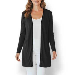 4/$20 Florine Wachter Black Open Front Longline Cardigan Top Size 8 Made in USA